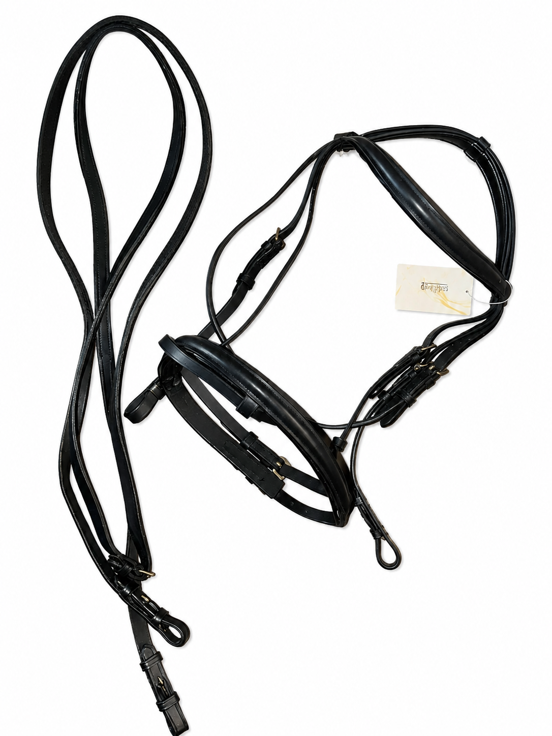 Saddle Up Black Flash Bridle with Rubber Reins – Full Size (Brand New)