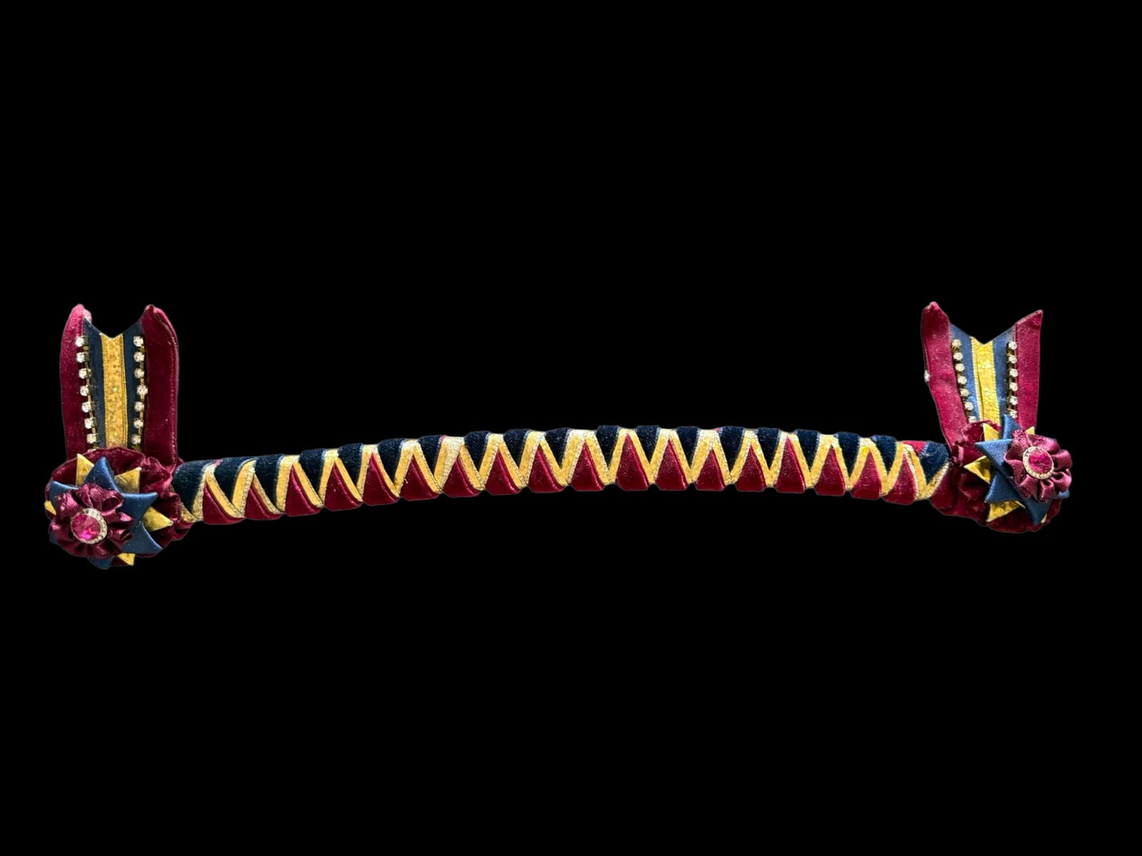 Burgundy, Gold & Blue Show Browband - 33cm ( PONY )