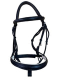 Black Full Bridle - white piping on noseband